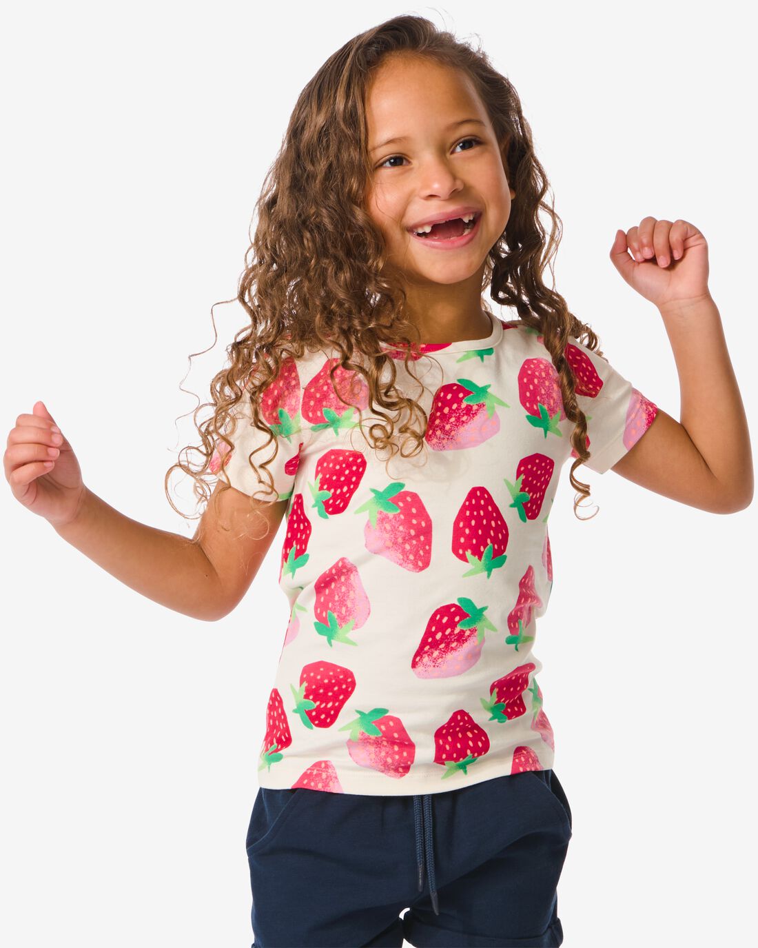 HEMA Kinder T-shirt Met Aardbeien Perzik (perzik)