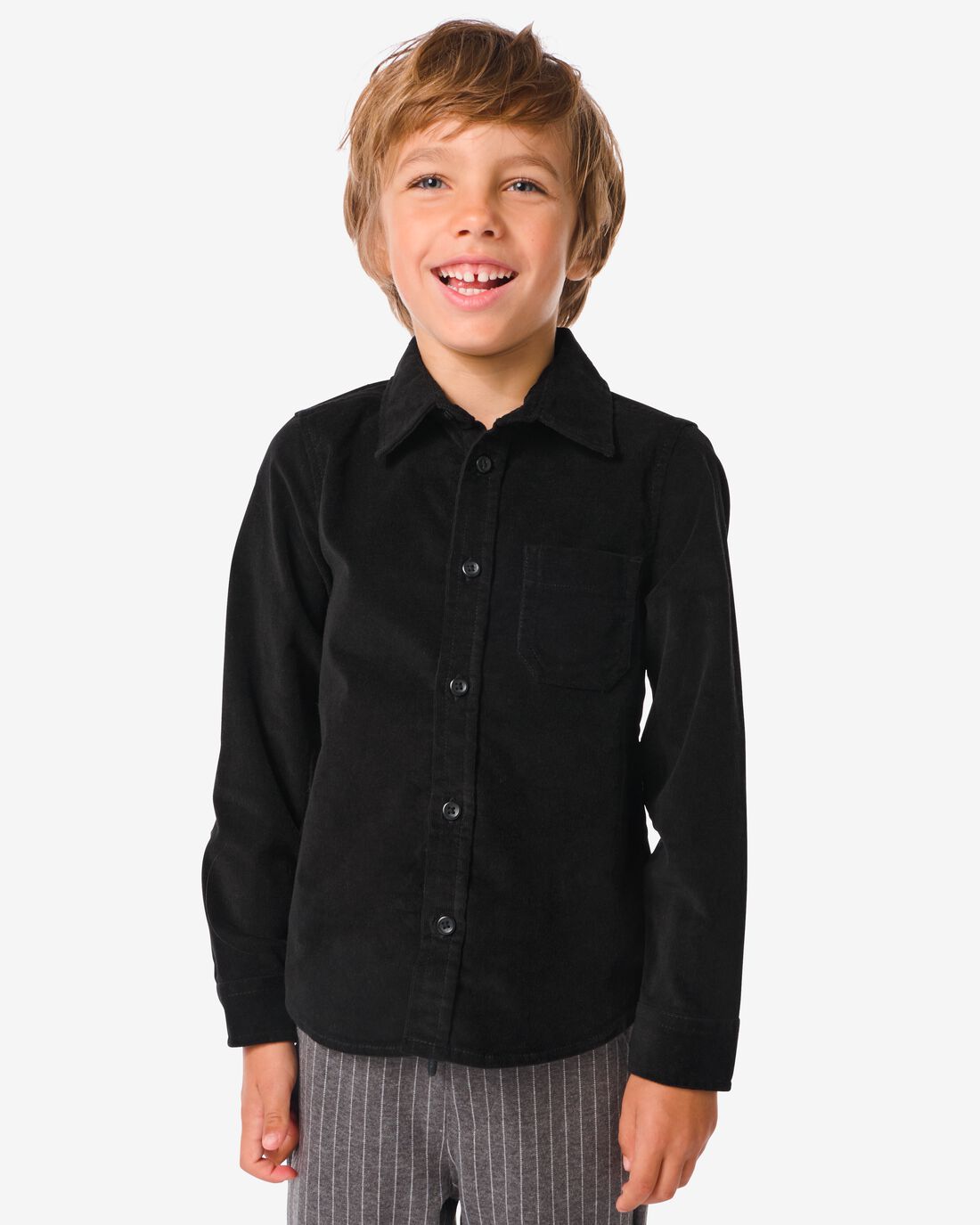 HEMA Kinderoverhemd Corduroy Zwart (zwart)