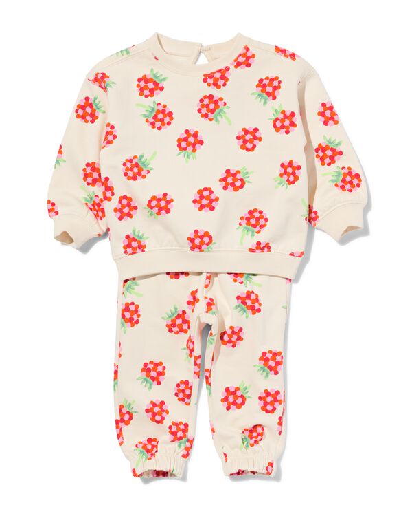 baby kleding sweatset framboos ecru ecru - 33088960ECRU - HEMA