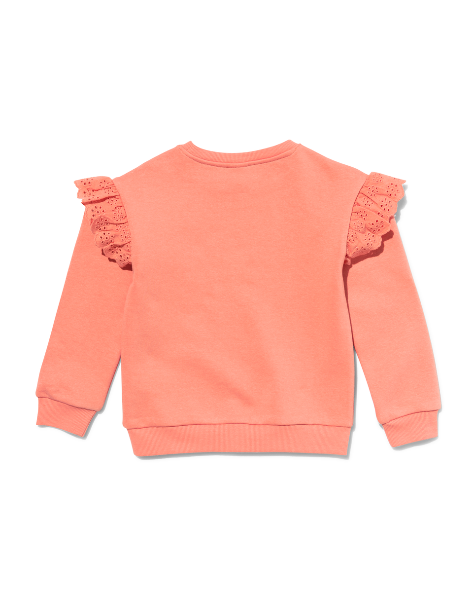 kinder sweater met broderie koraal koraal - 1000029647 - HEMA