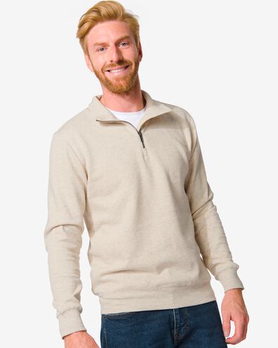 heren sweater met rits beige M - 2101431 - HEMA