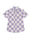 kinderoverhemd met linnen geblokt paars 86/92 - 30781668 - HEMA