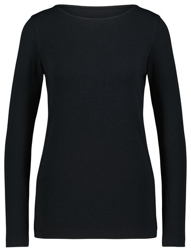 dames t-shirt boothals zwart zwart - 1000025545 - HEMA