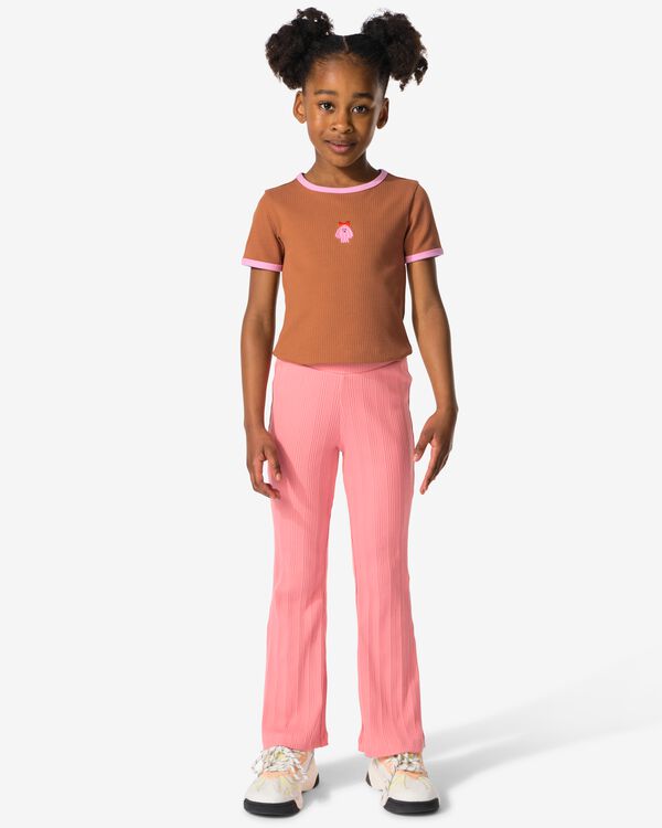 kinderlegging flared fit rib roze roze - 30825016PINK - HEMA