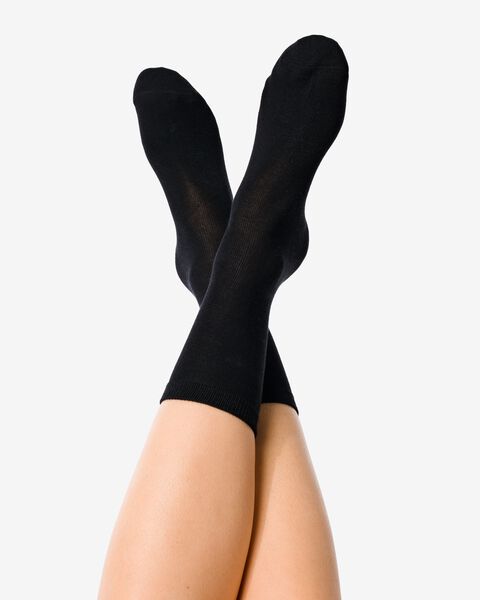 dames sokken met bamboe naadloos - 2 paar zwart - 1000028915 - HEMA