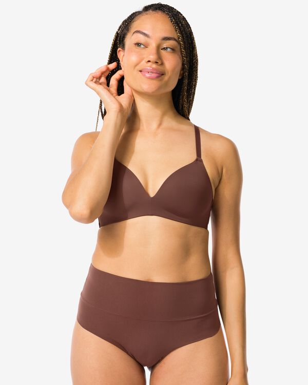 damesstring met hoge taille ultimate comfort donkerbruin donkerbruin - 19620664DARKBROWN - HEMA