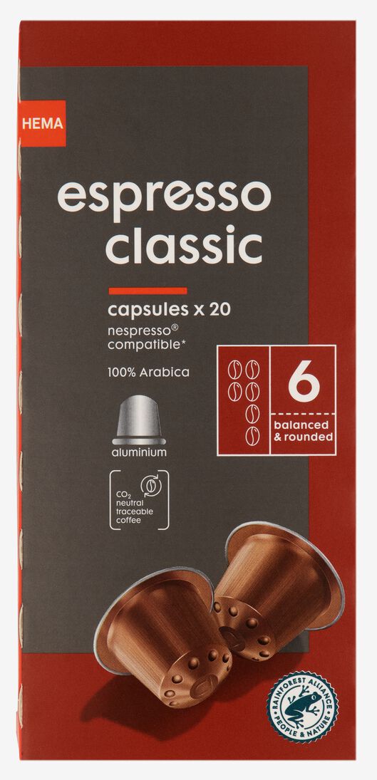koffiecups espresso classic - 20 stuks - 17180014 - HEMA