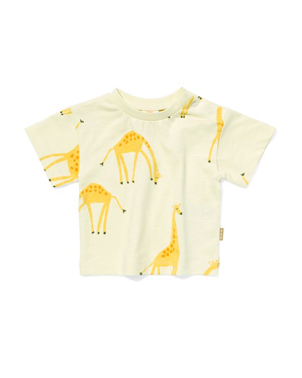 newborn baby t-shirt giraf lichtgeel lichtgeel - 33497710LIGHTYELLOW - HEMA