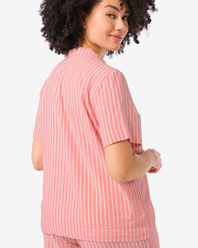 dames pyjamatop seersucker strepen koraalroze koraalroze - 23420505CORALPINK - HEMA