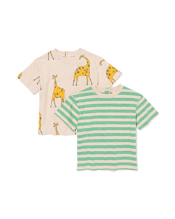 baby T-shirts giraf - 2 stuks ecru ecru - 33129970ECRU - HEMA