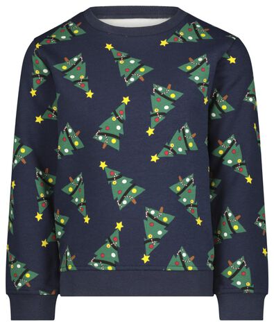 kindersweater kerstbomen donkerblauw - 1000021912 - HEMA