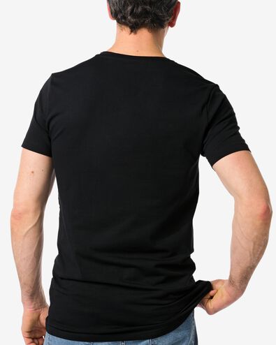 heren t-shirt slim fit v-hals extra lang zwart L - 34276875 - HEMA
