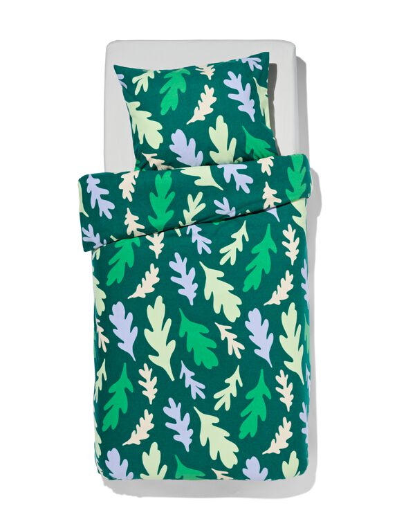 dekbedovertrek flanel 140x200/220 bladeren groen - 5770088 - HEMA