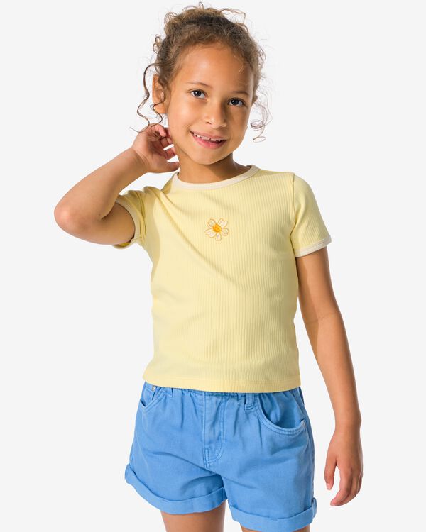 kinder T-shirt rib bloem geel geel - 30859003YELLOW - HEMA