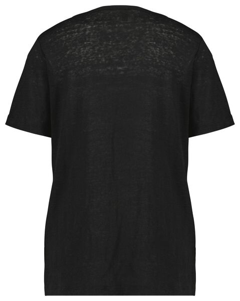 dames t-shirt Char linnen/katoen zwart zwart - 1000024302 - HEMA