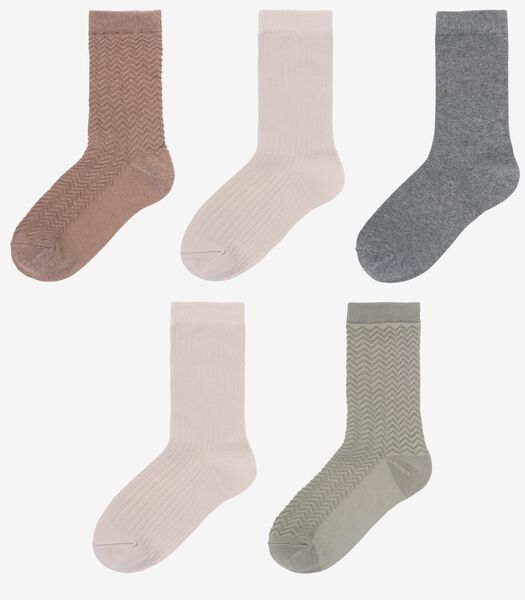 filosofie Uitroepteken Betasten dames sokken met katoen - 5 paar bruin - HEMA