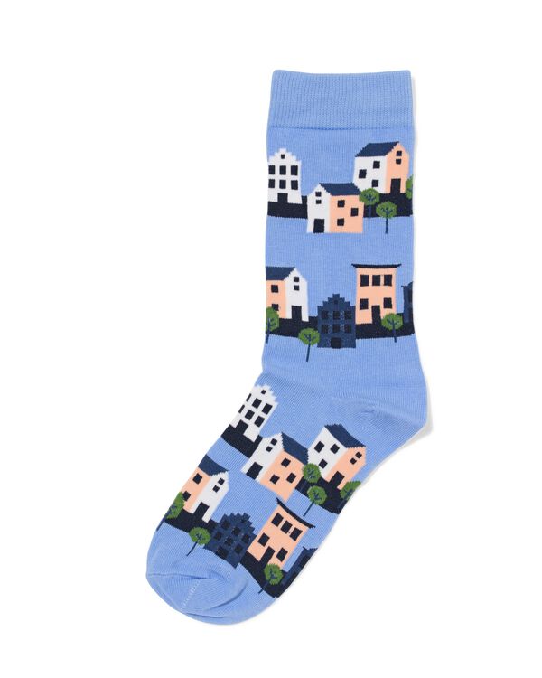 sokken happy home  blauw blauw - 4124120BLUE - HEMA