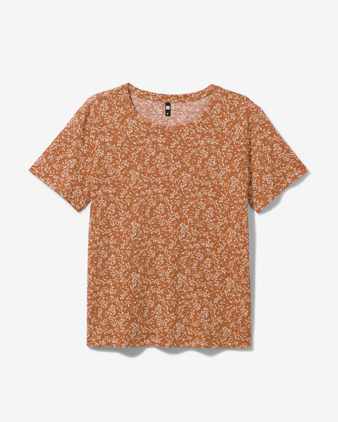 dames t-shirt Annie met linnen bruin bruin - 1000031351 - HEMA