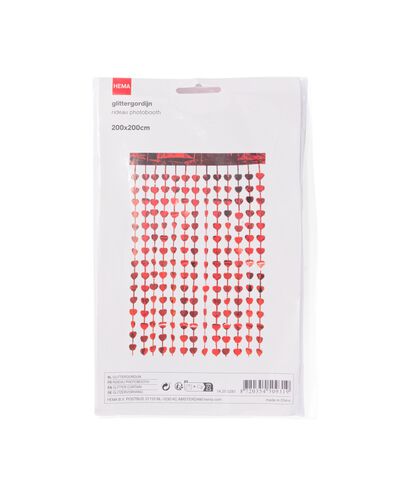 glitter gordijn hartjes rood - 14250281 - HEMA