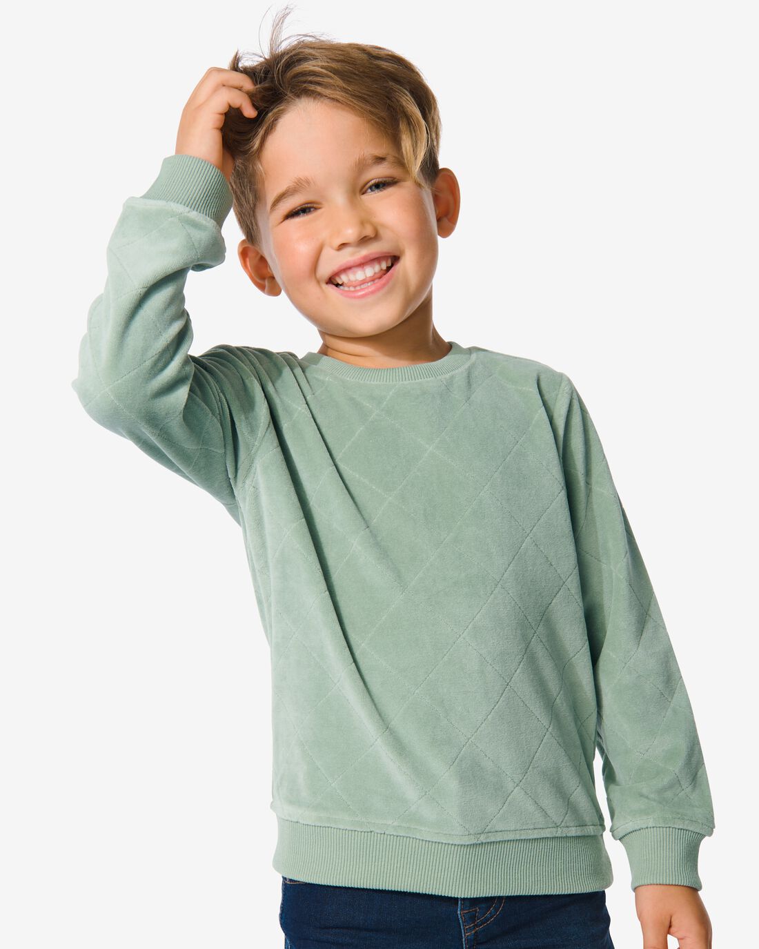HEMA Kinder Sweater Velours Groen (groen)