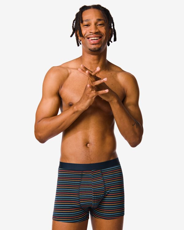 korte heren boxers katoen stretch stippen - 3 stuks donkerblauw donkerblauw - 19143220DARKBLUE - HEMA