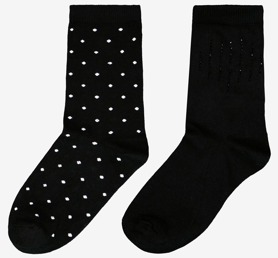 dames sokken met katoen - 2 paar zwart 39/42 - 4260322 - HEMA