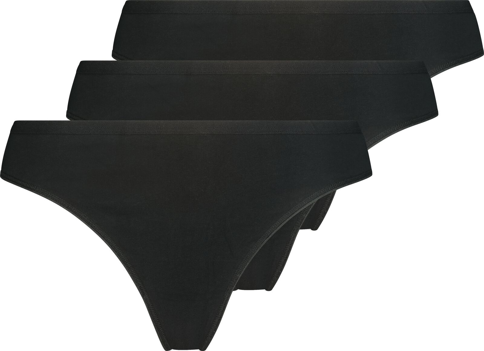 dames strings - 3 stuks zwart zwart - 1000001978 - HEMA