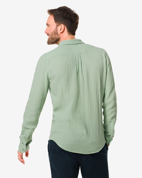 heren mousseline overhemd groen groen - 1000030621 - HEMA