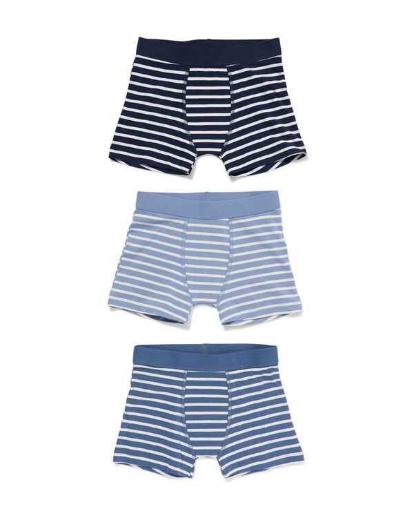 kinder boxers stretch katoen - 3 stuks blauw blauw - 19201930BLUE - HEMA