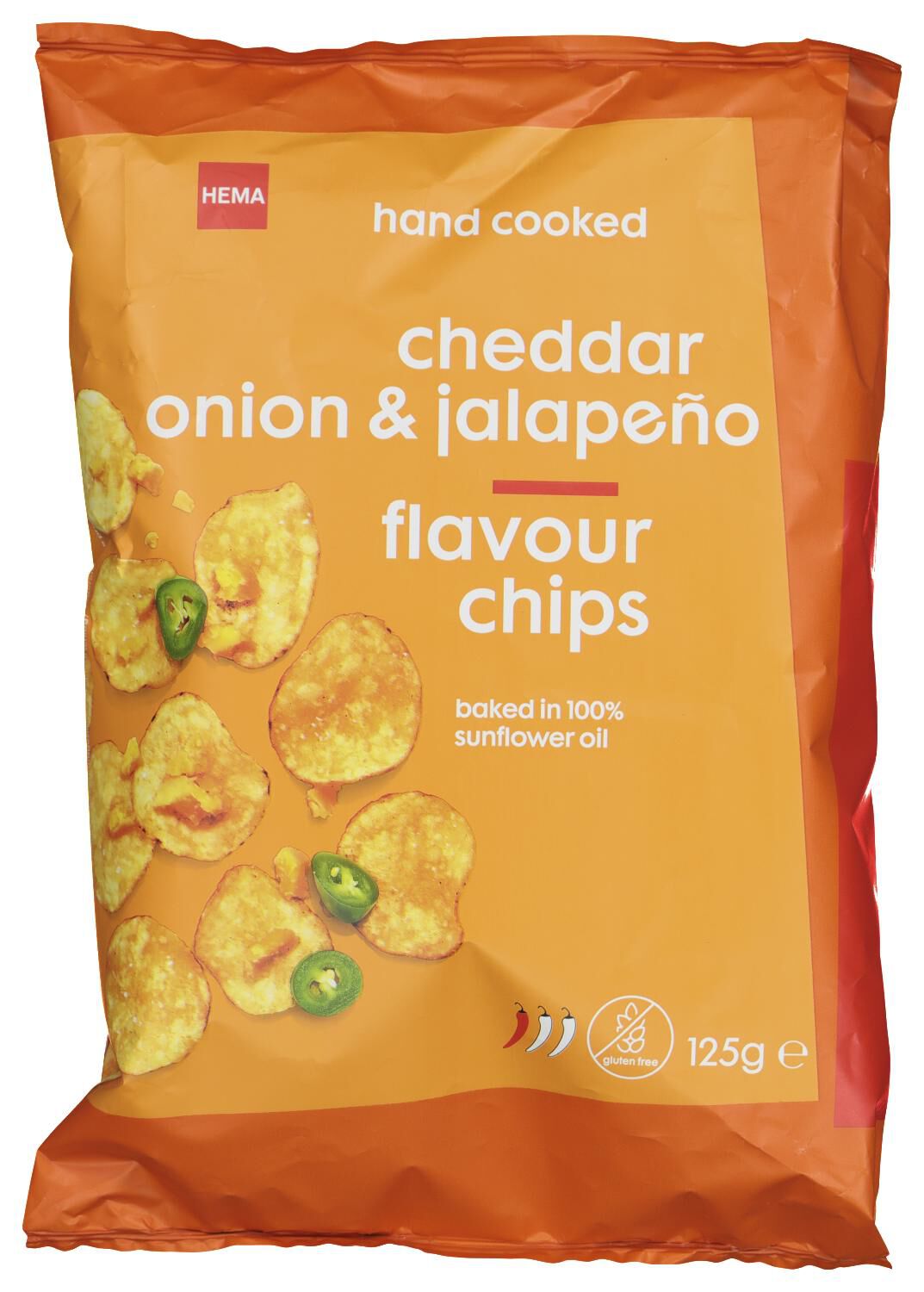 HEMA Chips Met Cheddar, Ui, Jalapeno 125gram