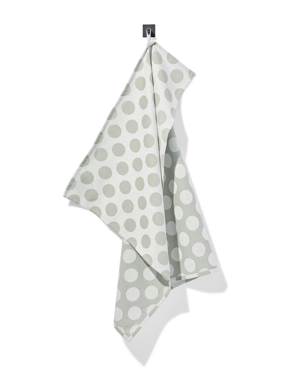 theedoek 65x65cm katoen stippen grijsgroen - 5440005 - HEMA