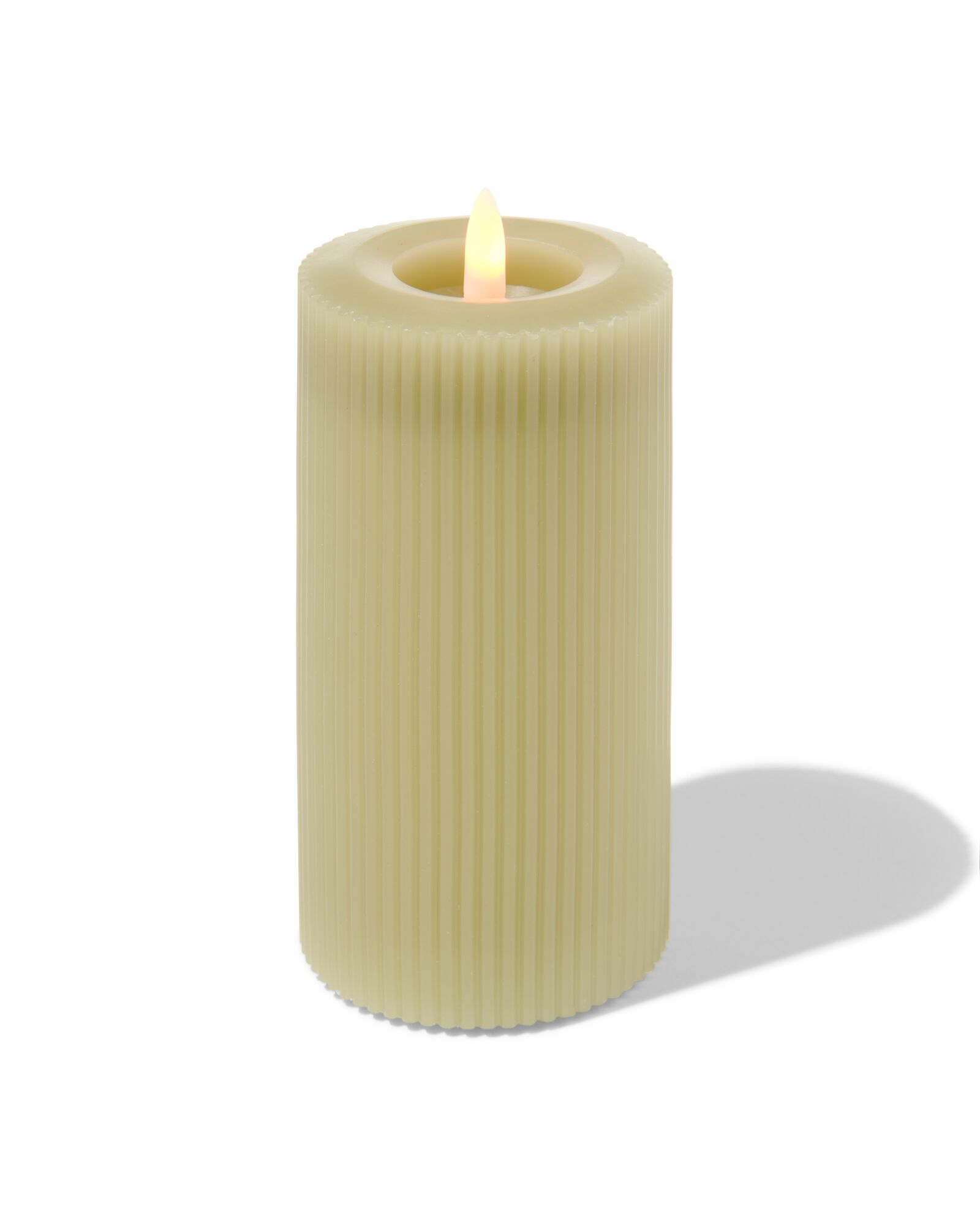 LED ribbel kaars met wax Ø7.5x15 lichtgroen - 13550063 - HEMA