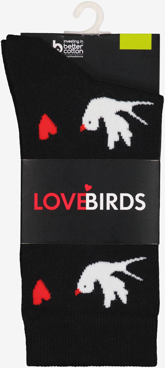 sokken met katoen lovebirds zwart - 1000029357 - HEMA