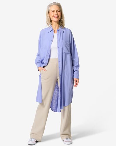 dames overhemdjurk Lizzy linnen lichtblauw L - 36380388 - HEMA