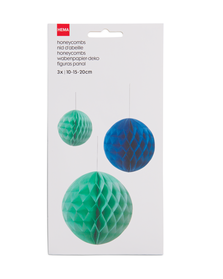 honeycombs bal blauw groen - 3 stuks - 14230226 - HEMA