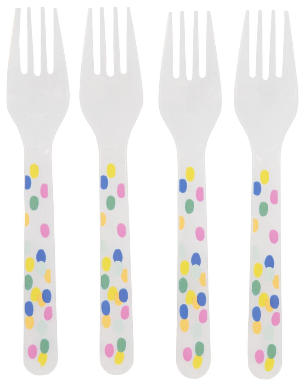 functie Rustiek Plons plastic vorken herbruikbaar - confetti - 4 stuks - HEMA