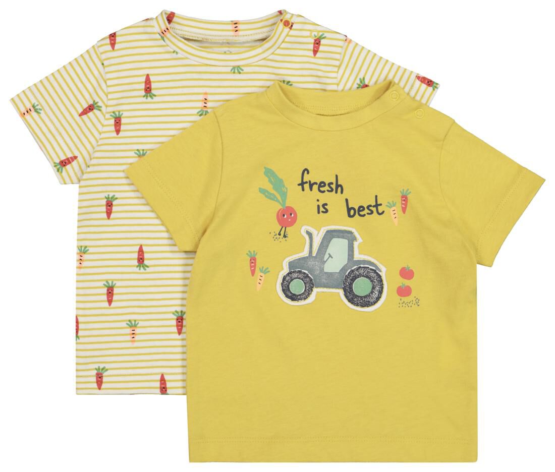 HEMA 2-pak Baby T-shirts Geel (geel)