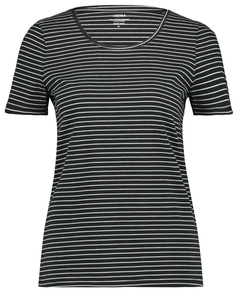 dames t-shirt strepen zwart/wit S - 36304781 - HEMA