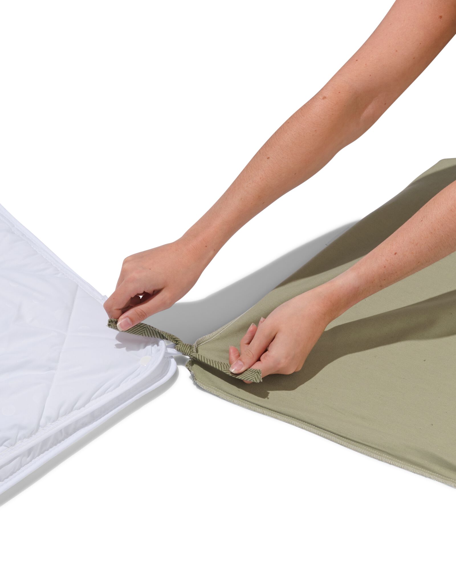 dekbedovertrek flanel 240x200/220 melange groen - 5790307 - HEMA