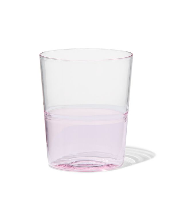 waterglas 320ml glas met roze - 9401131 - HEMA
