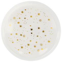 plastic borden herbruikbaar 22.5cm gouden sterren - 4 stuks - 25670012 - HEMA