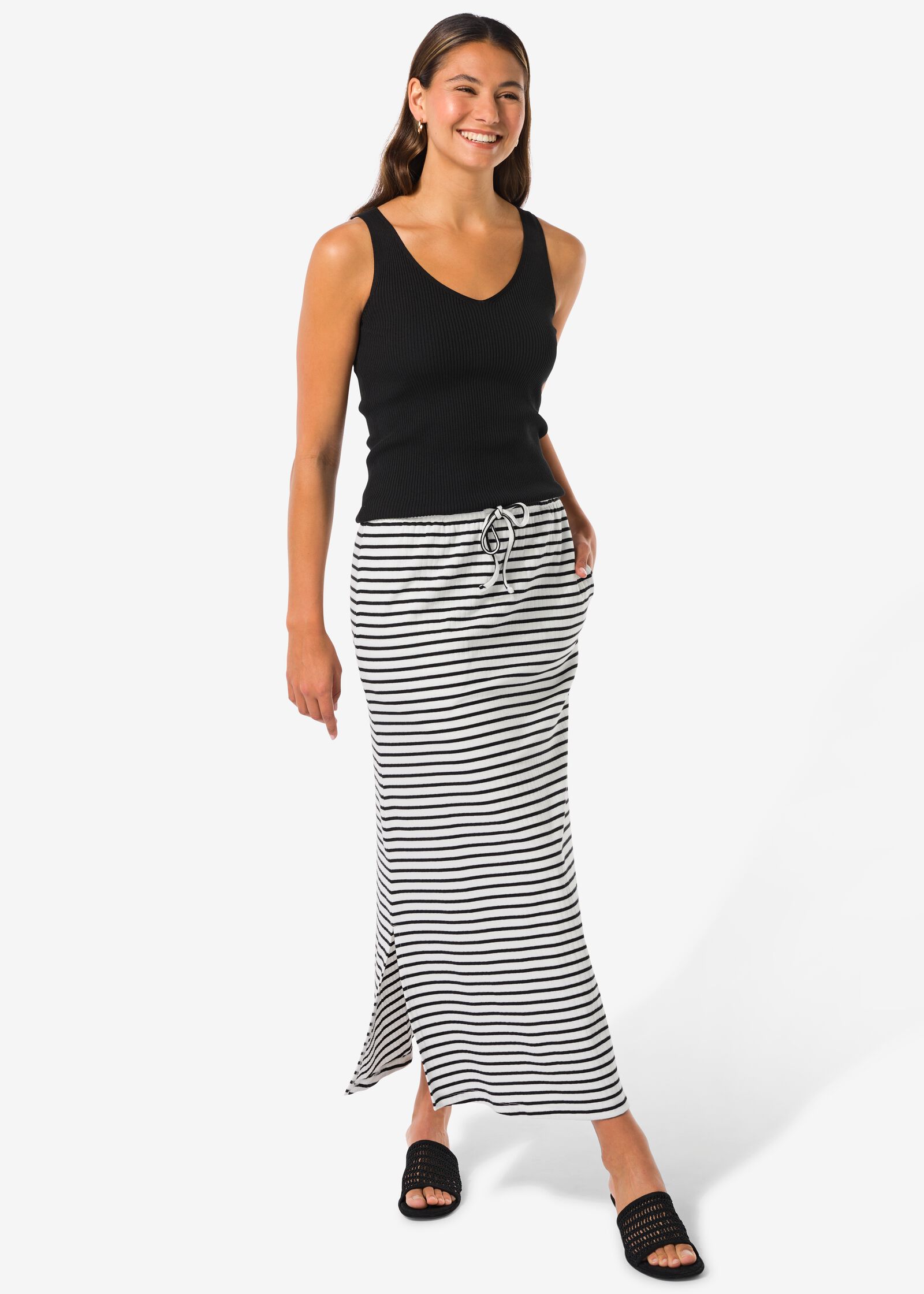 damesrok Noel strepen  zwart/wit zwart/wit - 36201426BLACKWHITE - HEMA