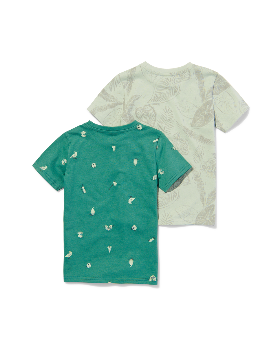 kinder t-shirts - 2 stuks groen groen - 1000030915 - HEMA