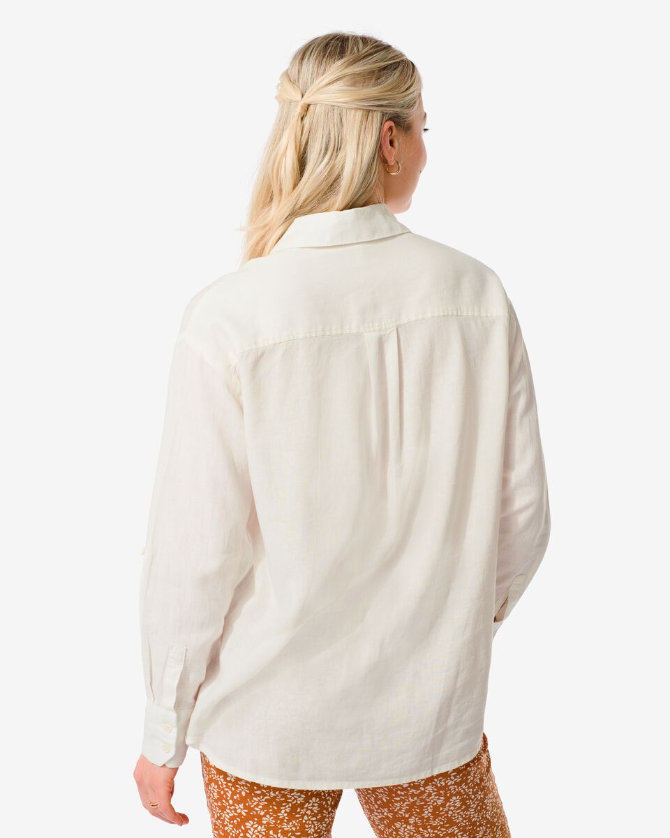 dames blouse Lizzy met linnen wit S - 36226736 - HEMA