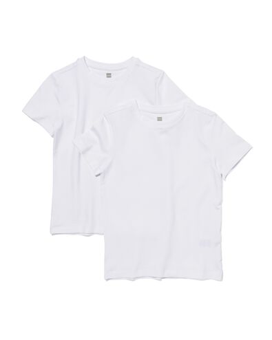 kinder t-shirts  biologisch katoen - 2 stuks wit 98/104 - 30729411 - HEMA
