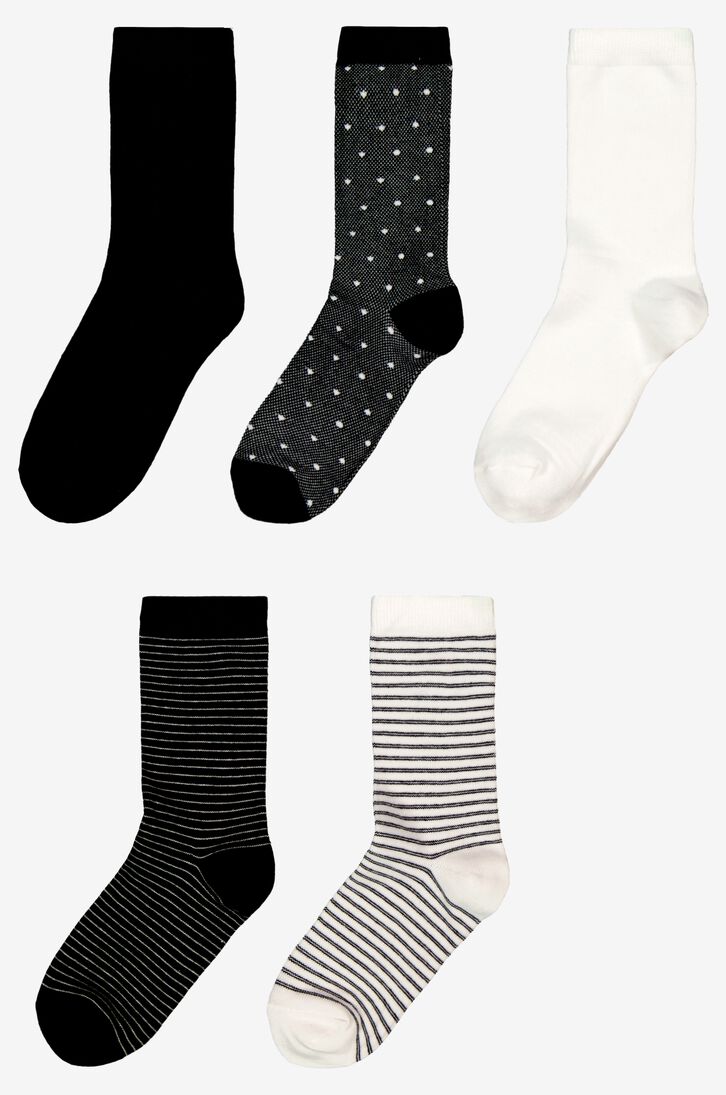 dames sokken - 5 paar zwart zwart - 1000026995 - HEMA