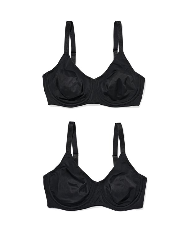 niet voorgevormde bh met beugel E-F - 2 stuks zwart zwart - 21897900BLACK - HEMA