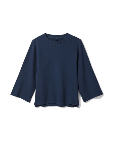 dames T-shirt Kacey structuur donkerblauw donkerblauw - 36291275DARKBLUE - HEMA