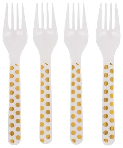 plastic vorken herbruikbaar - gouden stippen - 4 stuks - 14200396 - HEMA