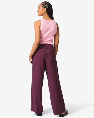 damesbroek Selma met linnen donkerrood - 36200460DARKRED - HEMA
